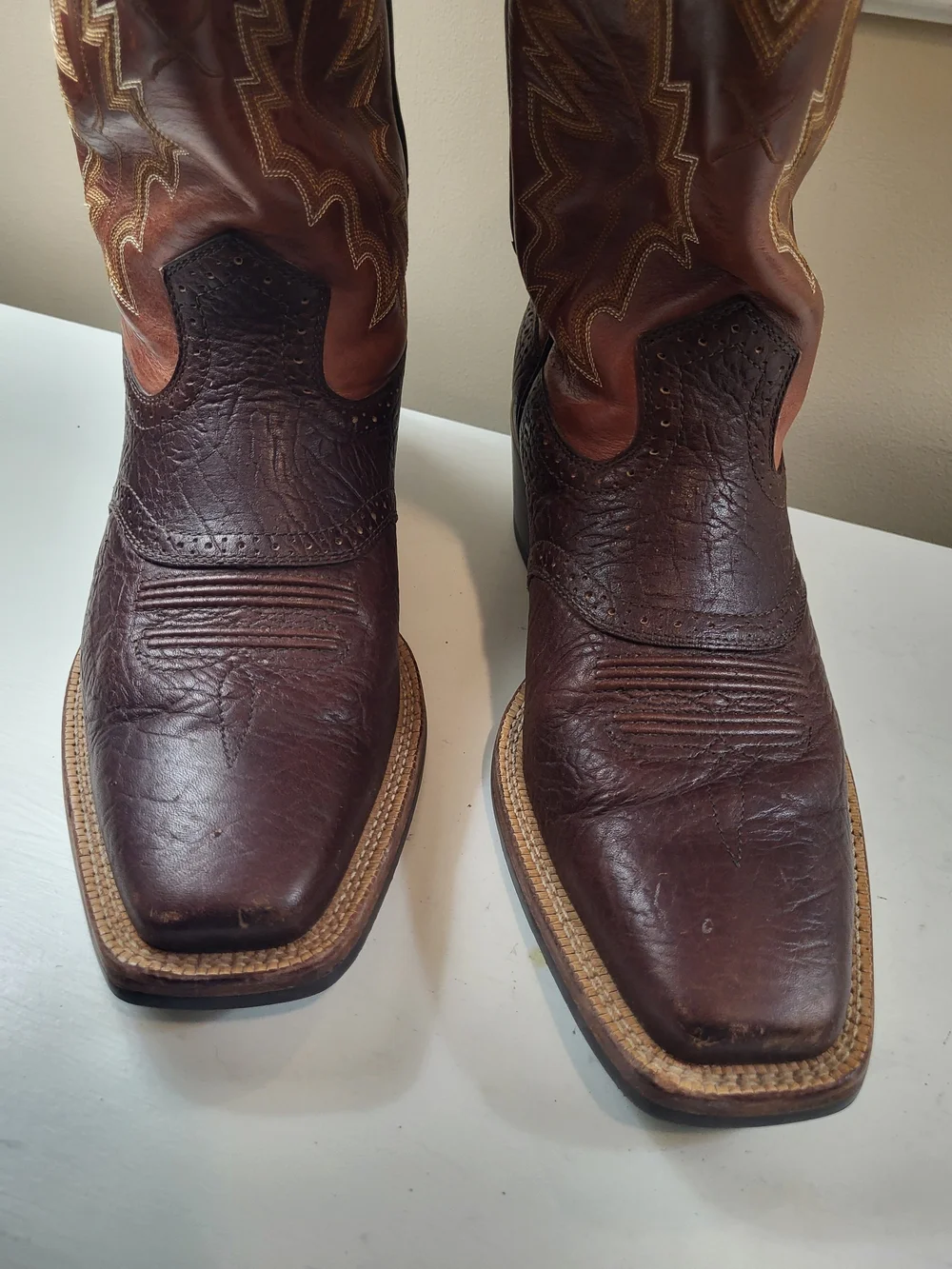 Twisted X COW DOG Brown Two-Tone Leather Western Boots, 11.5B